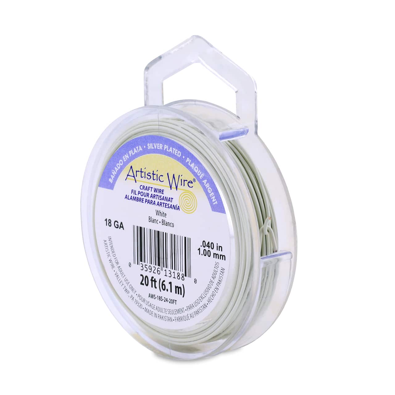 Artistic Wire® 18 Gauge Silver Plated Tarnish Resistant Colored Copper Craft Wire, 20ft.